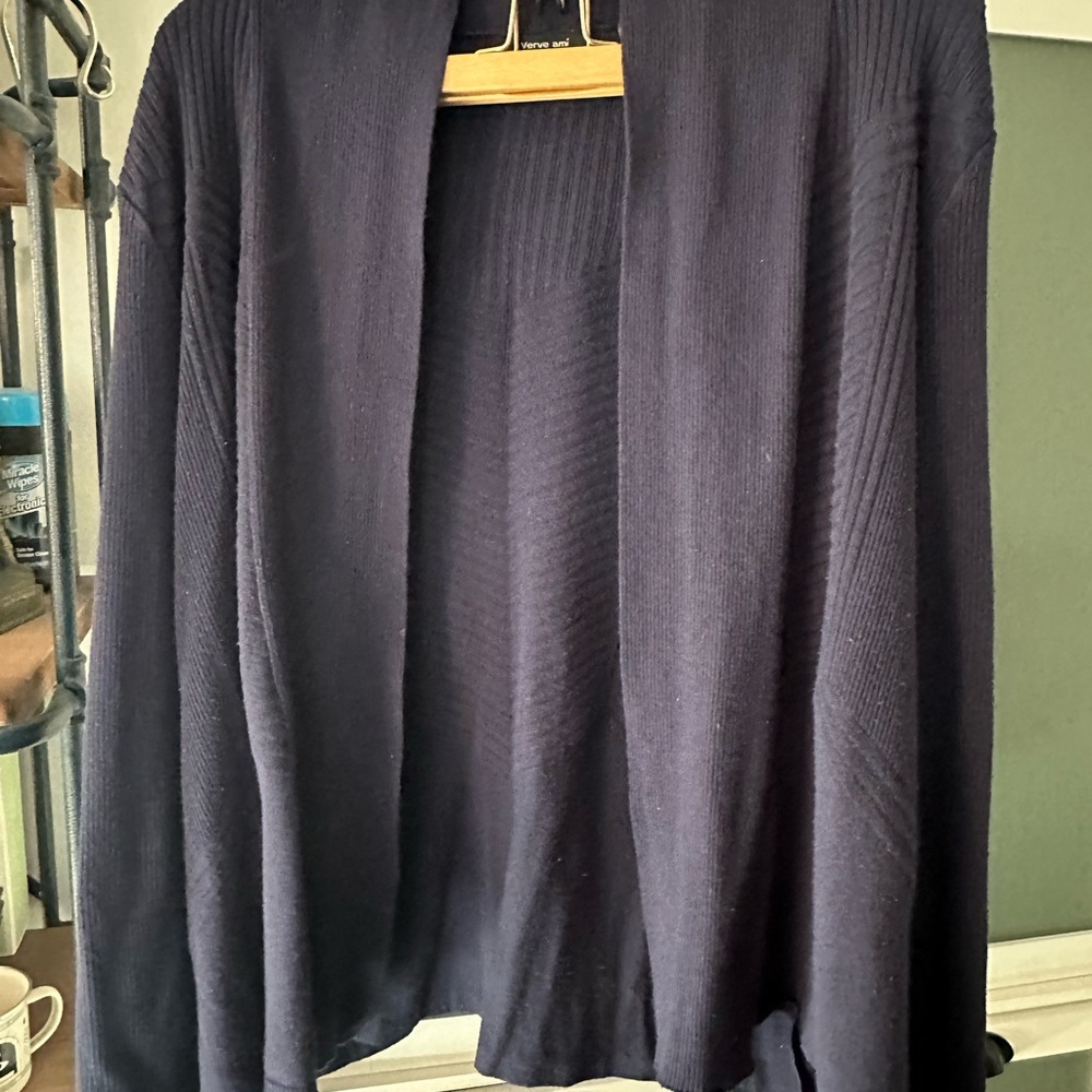 Women's Navy Open Front Sweater